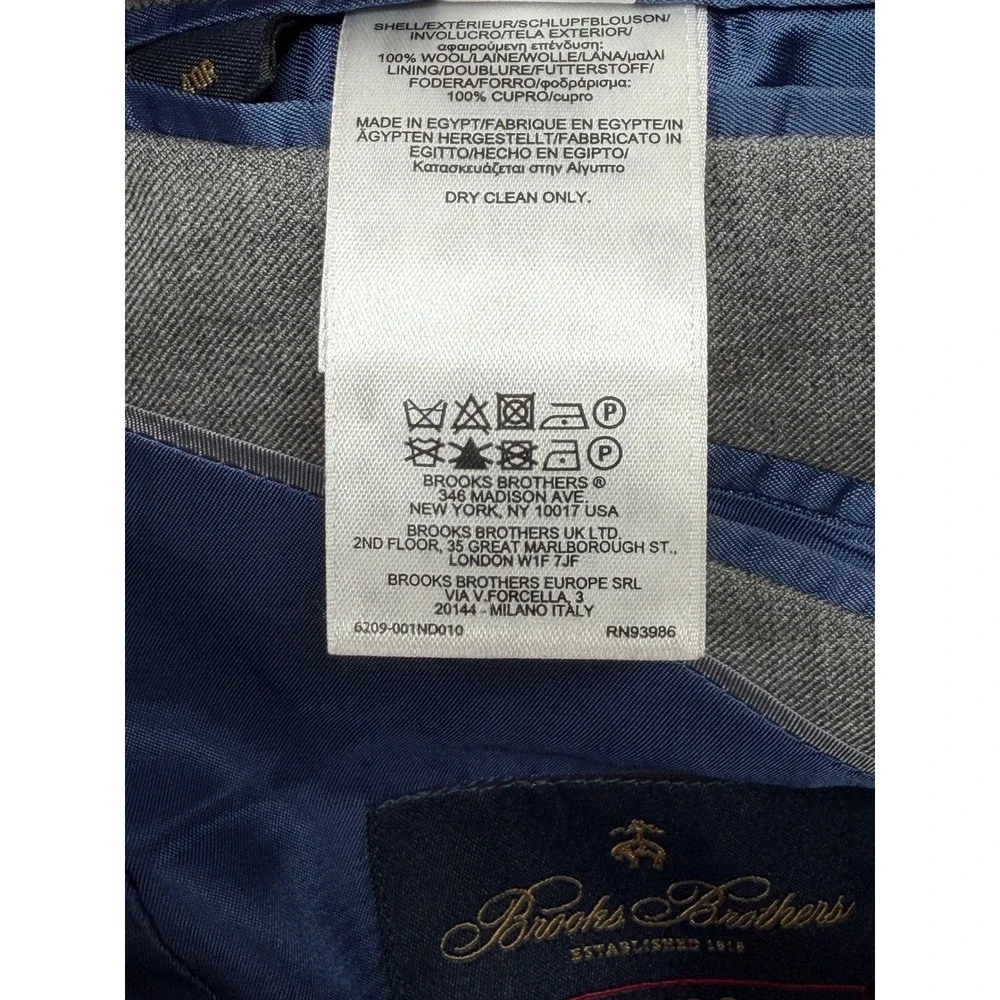 Brooks Brothers Blazer Mens 40R Gray Brooksgate Milano 100% Wool Business Office